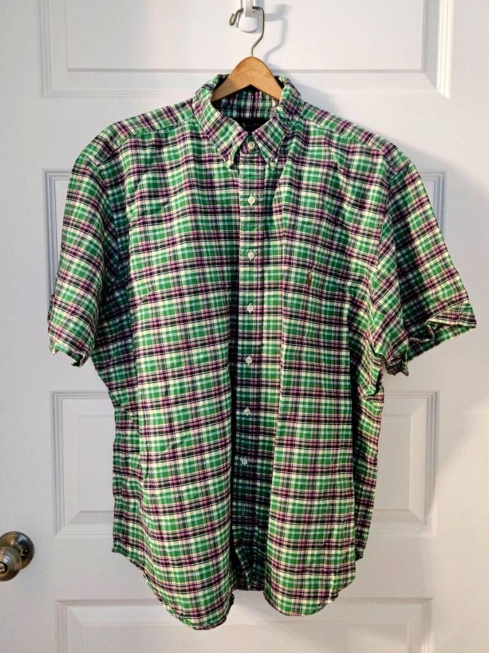 Ralph Lauren Men's 2XB/2G Cotton Plaid Button-Down Shirt Green